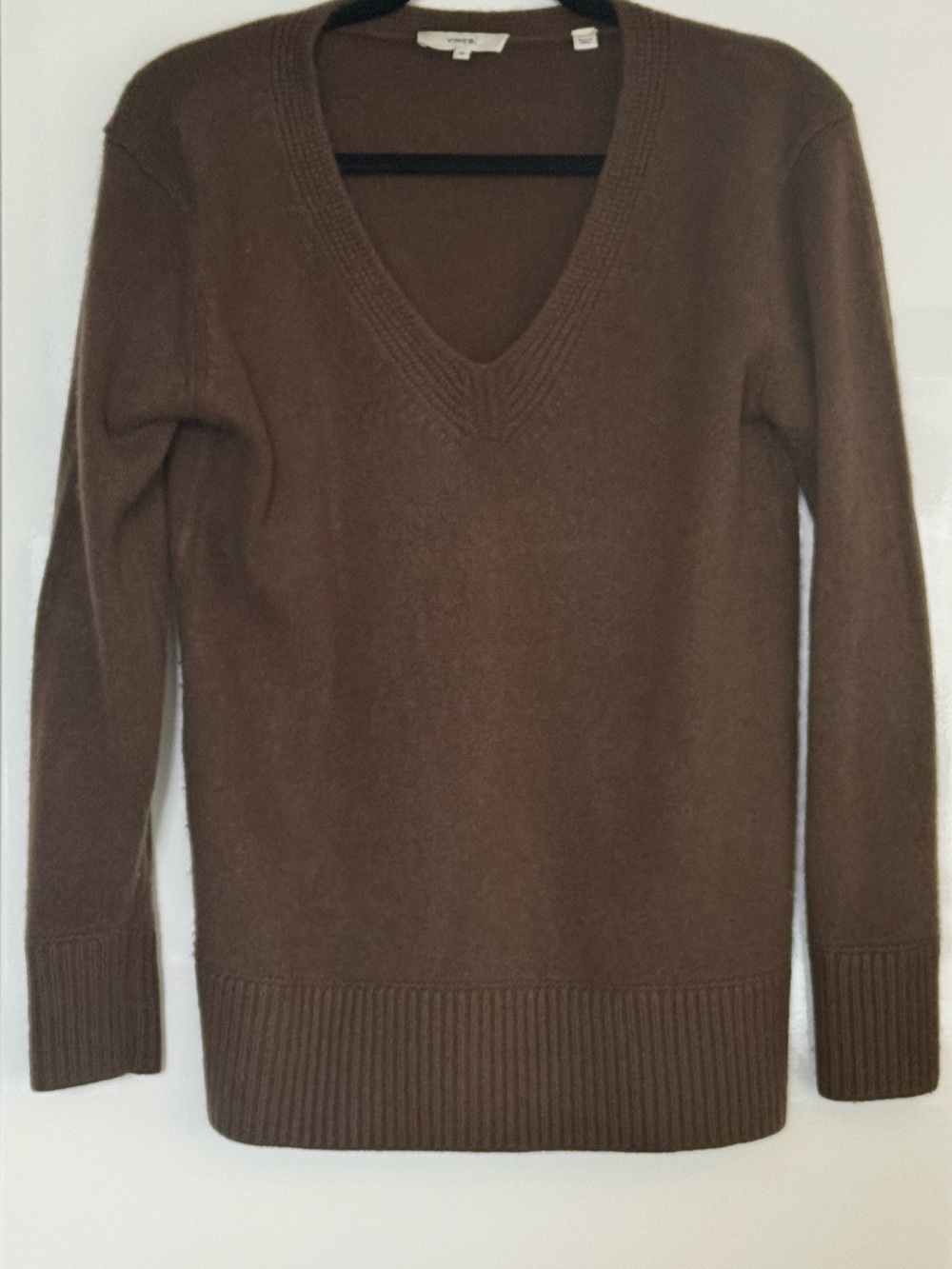 Vince 100% Cashmere V-Neck Sweater Dark Brown XS